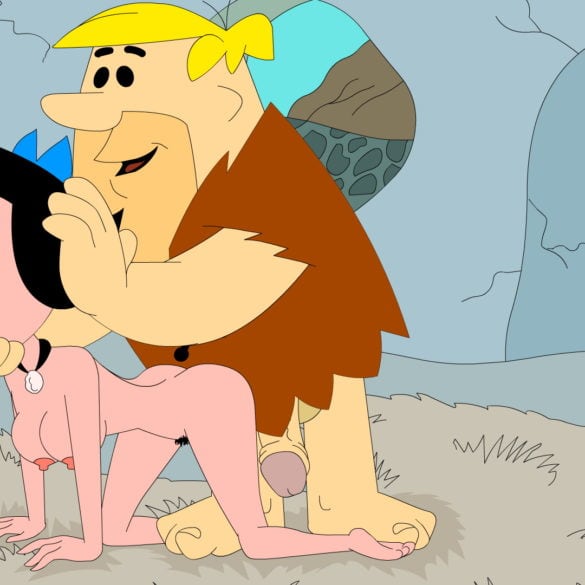 Fred Flintstone and Barney Spit-Roast Betty Rubble