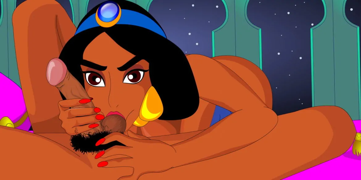Arabian Sexy Princess Jasmine Blows Aladdin