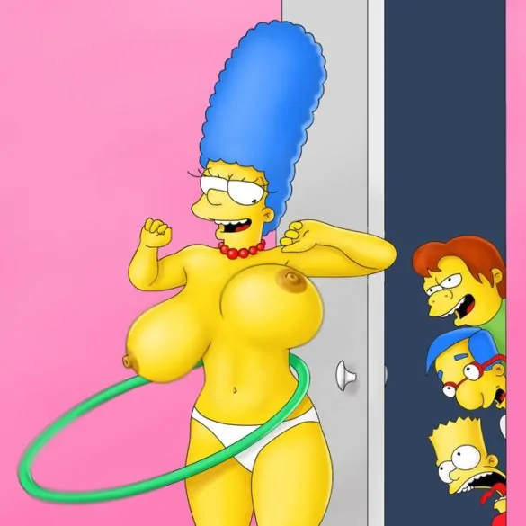 Horny MILF Marge Simpson Works Out Topless